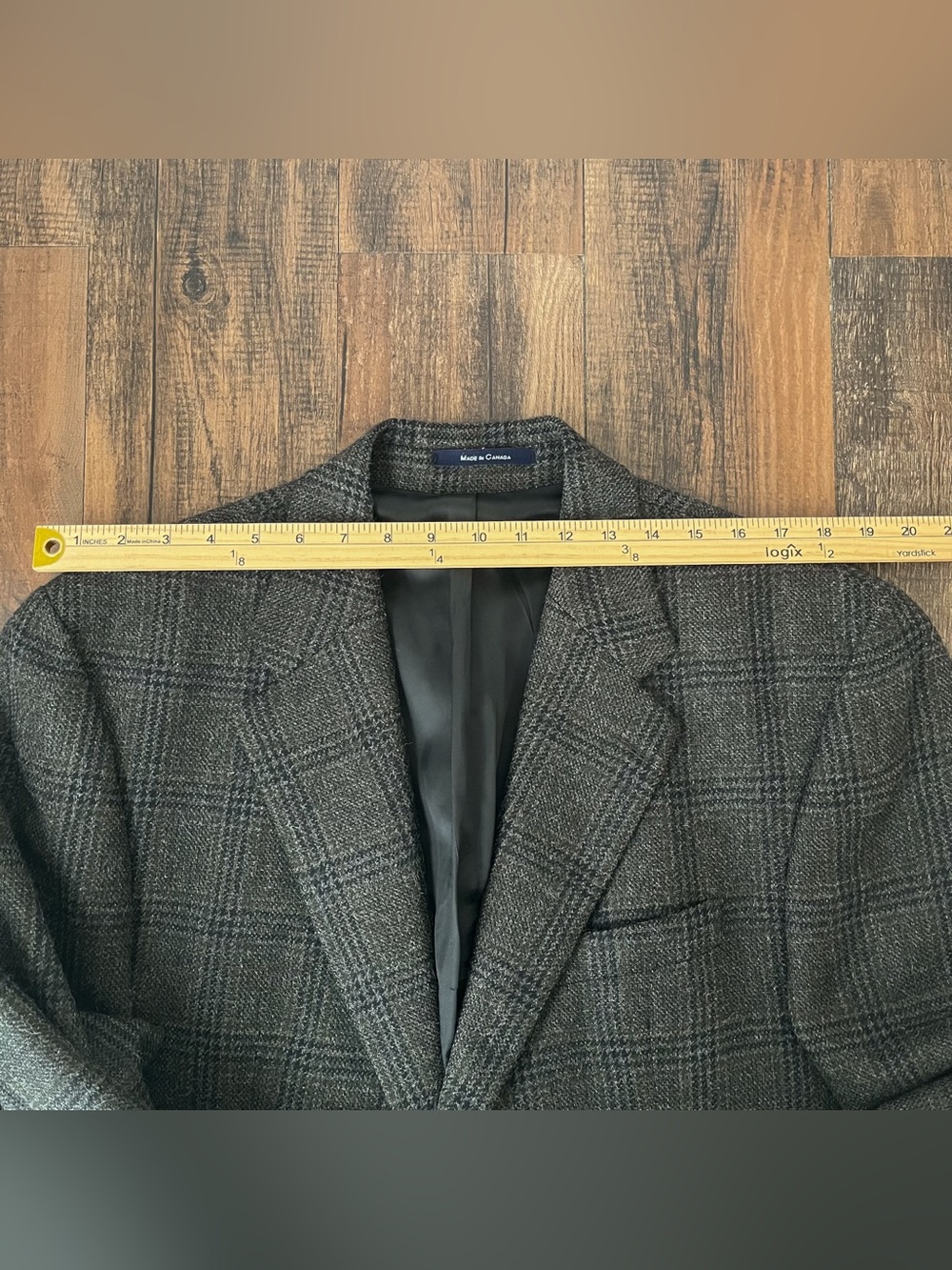 Ralph Lauren Chaps Sport Coat Plaid Wool Alpaca Blazer Jacket Size 42R Gray Blue - Picture 15 of 16